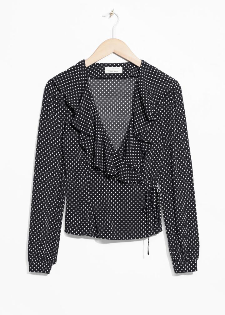 Other Stories Ruffle Wrap Blouse - Black