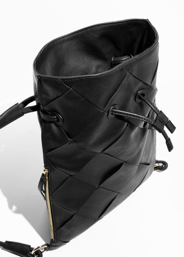 Other Stories Braided Leather Backpack - Black