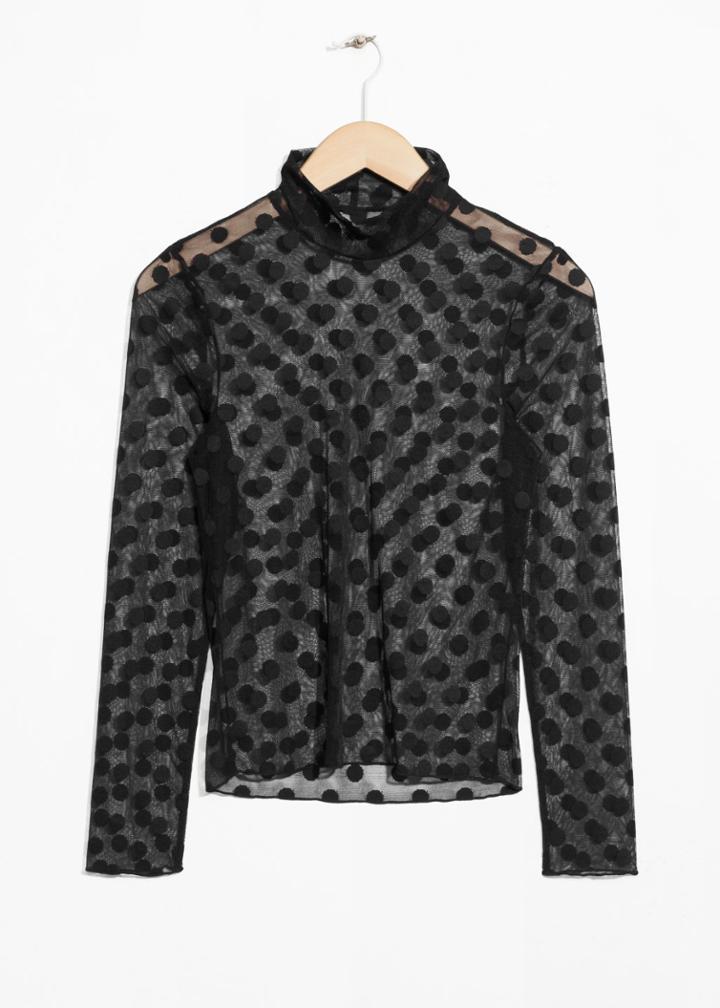 Other Stories Sheer Turtleneck Blouse - Black