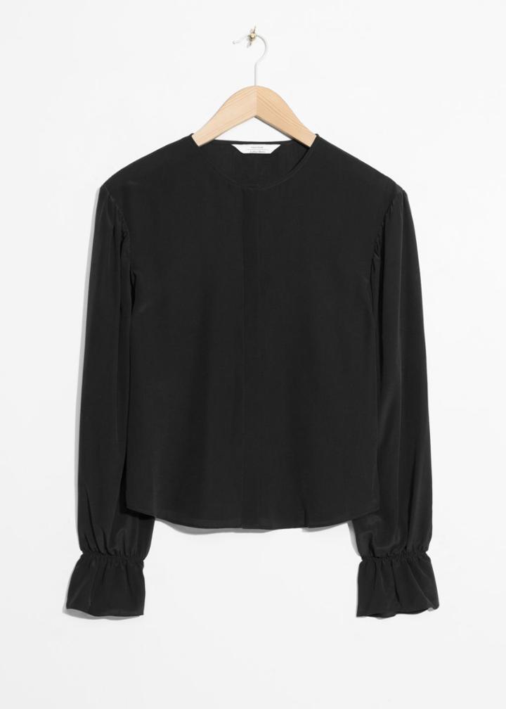 Other Stories Dropped Shoulder Silk Blouse - Black