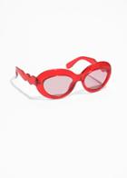 Other Stories Round Squiggle Sunglasses - Red
