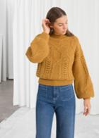 Other Stories Floral Cable Knit Sweater - Yellow