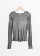 Other Stories Metallic Scooped Back Top - Grey