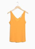 Other Stories Ribbed V-neck Top - Yellow