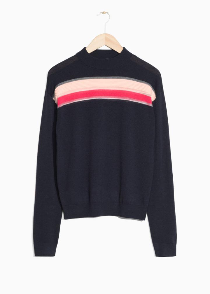 Other Stories Colour Block Wool Sweater - Blue