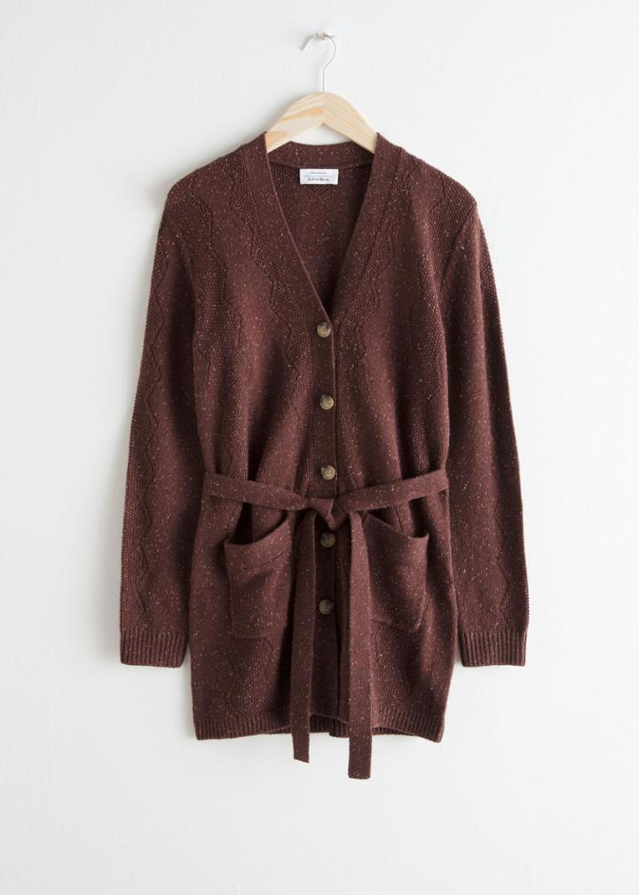 Other Stories Zig Zag Knit Cardigan - Brown