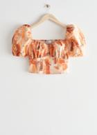 Other Stories Puff Sleeve Top - Orange