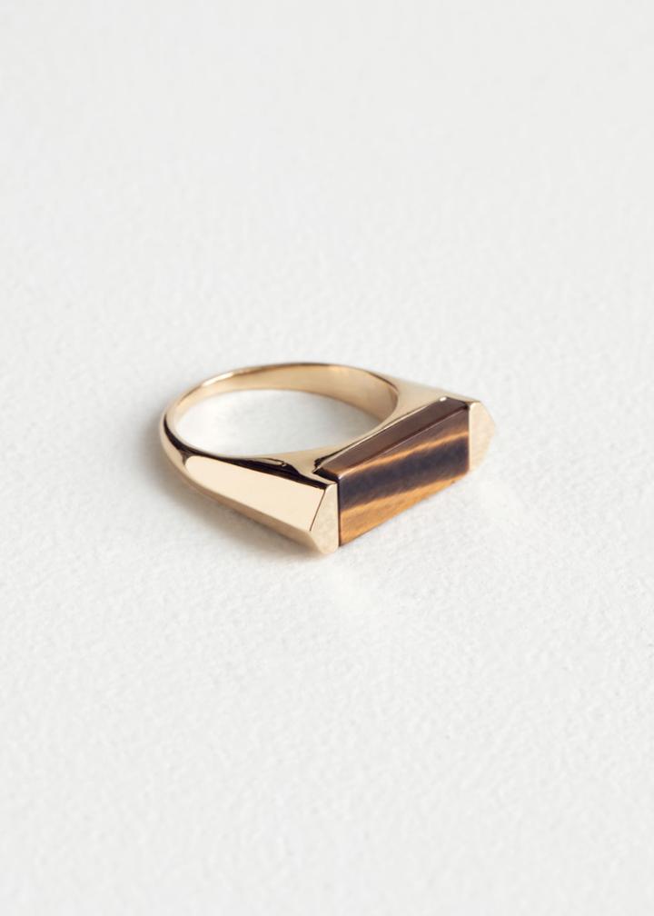 Other Stories Tiger's Eye Ring - Yellow