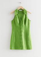 Other Stories Buttoned Linen Mini Dress - Green