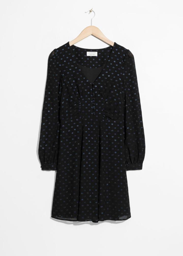 Other Stories Metallic Polka-dot Dress - Black