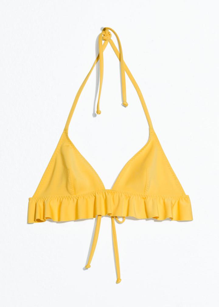 Other Stories Ruffle Halter Bikini Top - Yellow
