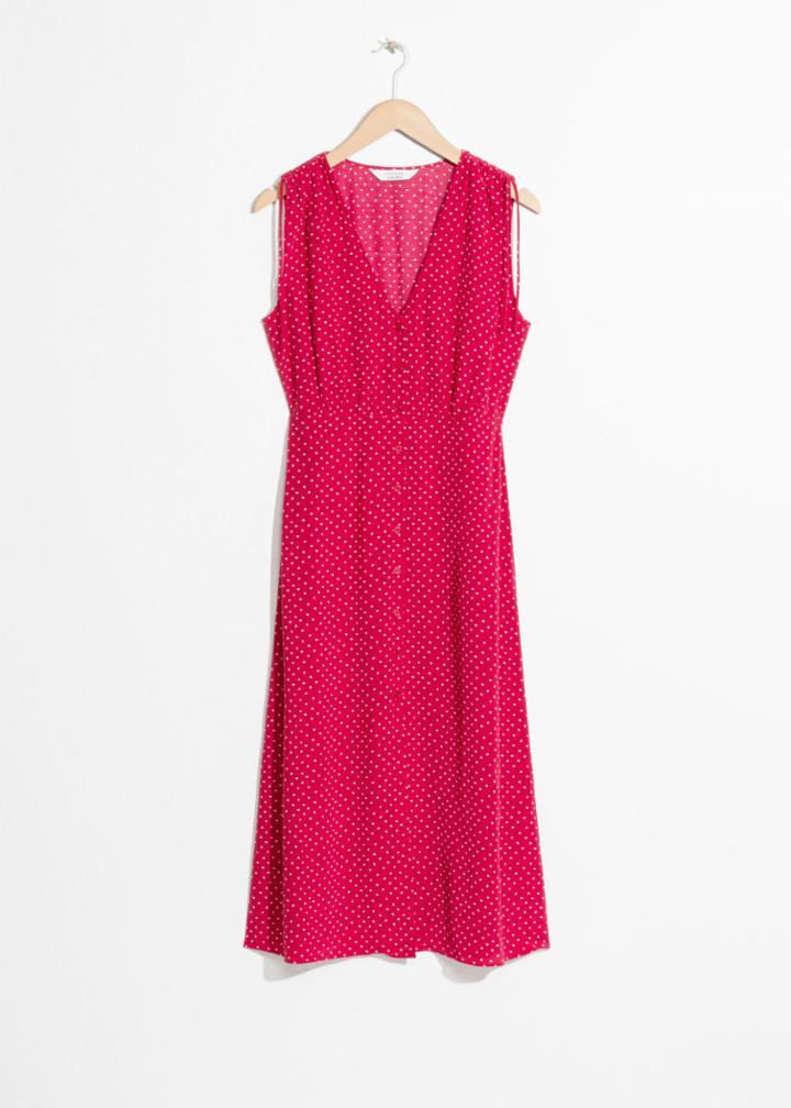 Other Stories Drawstring Shoulder Midi Dress - Red