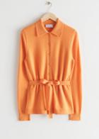 Other Stories Belted Wool Knit Cardigan - Orange