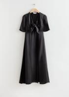 Other Stories Flutter Sleeve Satin Midi Dress - Black