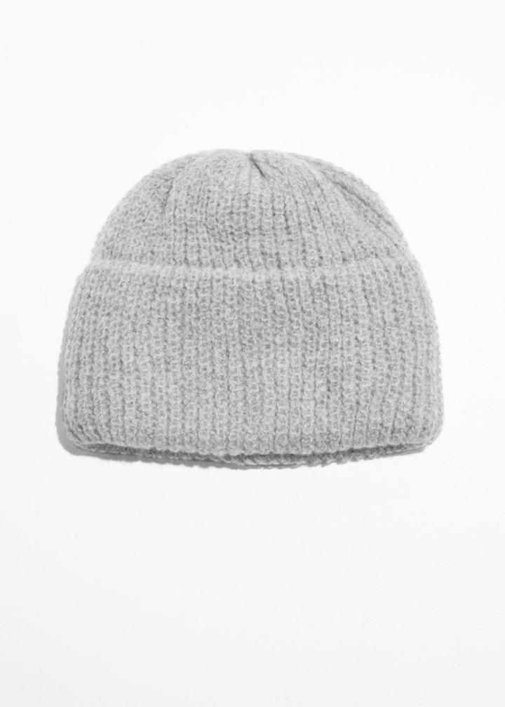 Other Stories Rib Knit Beanie - Grey