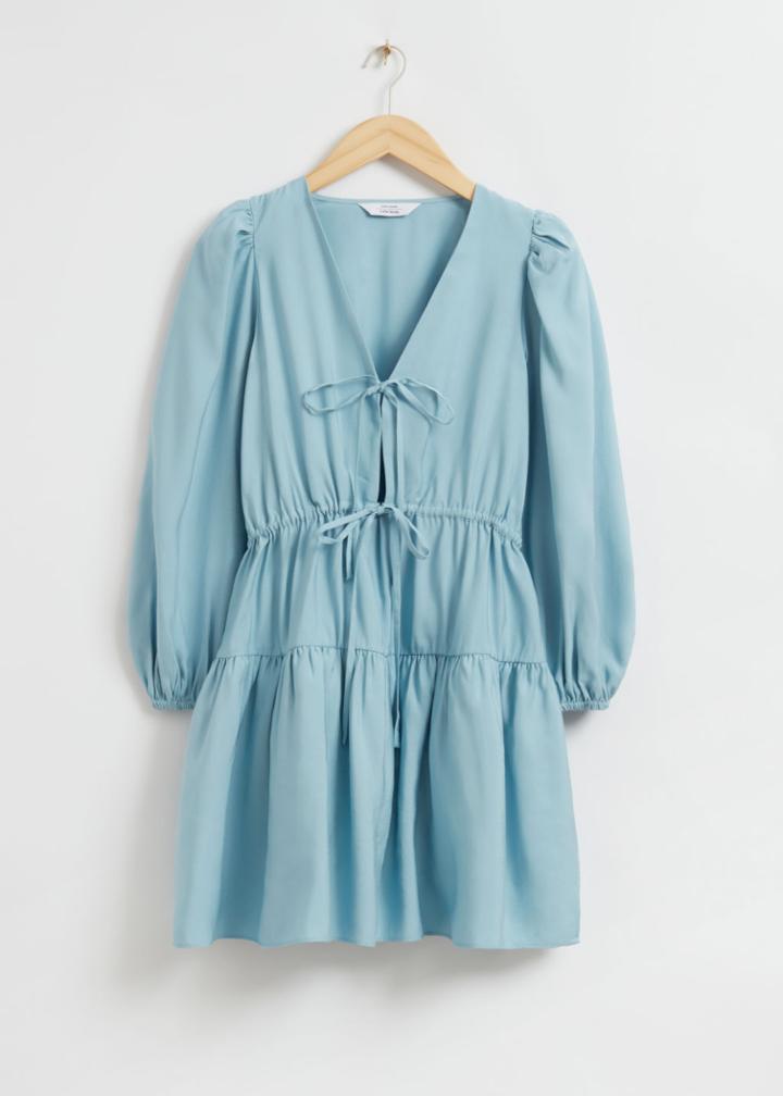 Other Stories Tie-front Mini Dress - Turquoise
