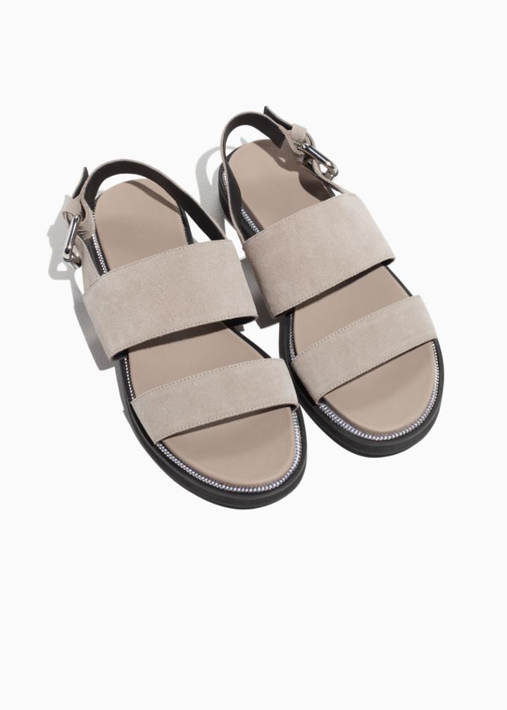 Other Stories Raw Edge Leather Sandals - Beige