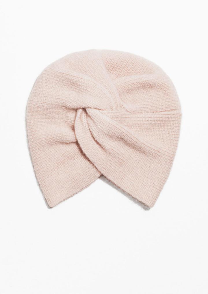 Other Stories Twist Beanie In Mohair Blend - Pink