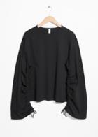Other Stories Drawstring Sleeves Top - Black
