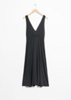 Other Stories Plunging Midi Dress - Black