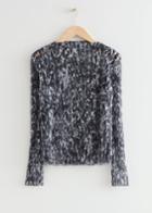 Other Stories Crinkled Print Top - Black