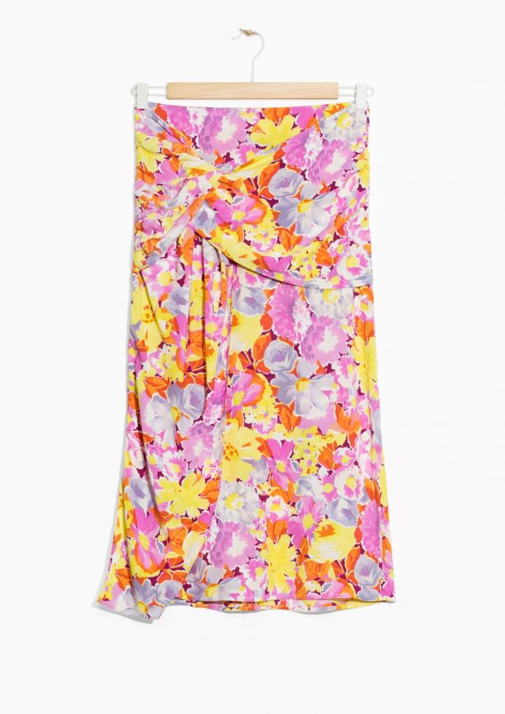 Other Stories Knot Detail Floral Midi Dress