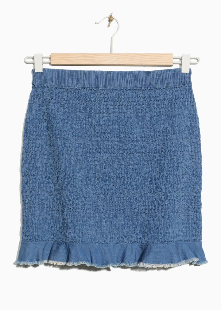 Other Stories Smocked Frill Skirt - Blue