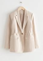 Other Stories Silk Linen Blazer - Beige