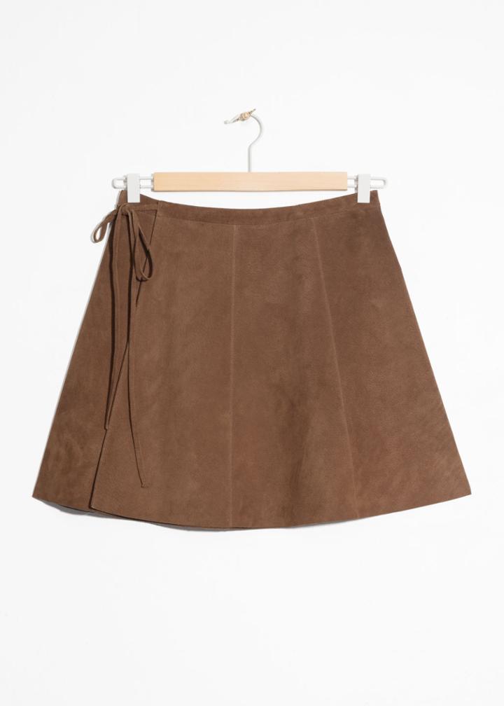 Other Stories Wrap Suede Mini Skirt - Beige