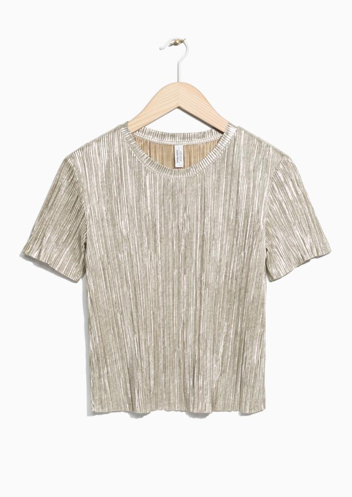 Other Stories Pleated Metallic Top