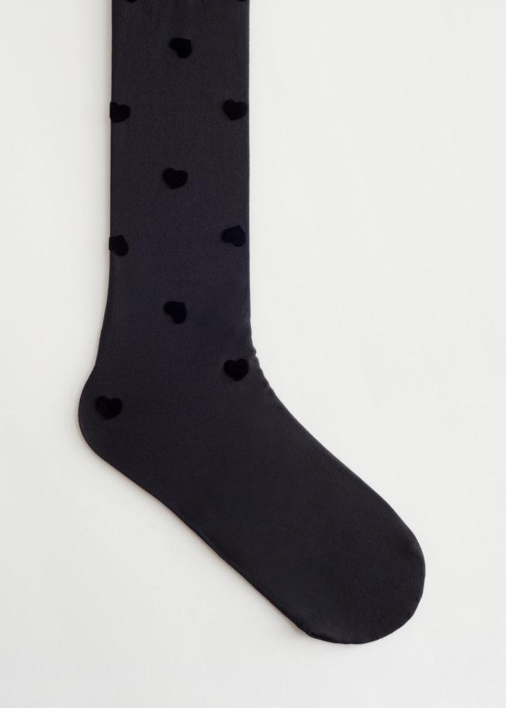 Other Stories Sheer Heart Tights - Black