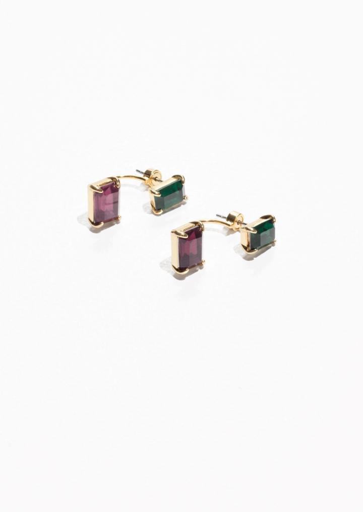 Other Stories Jeweled Front Back Stud Earrings