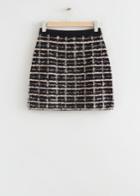 Other Stories Jacquard Knit Glitter Mini Skirt - Black
