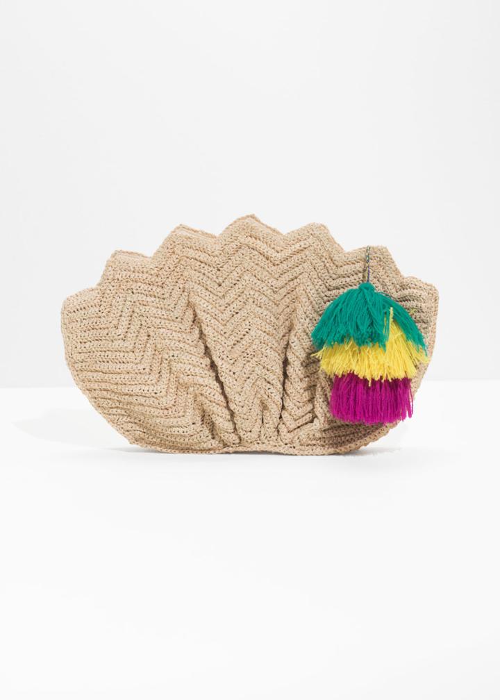 Other Stories Crochet Lotus Clutch - Beige