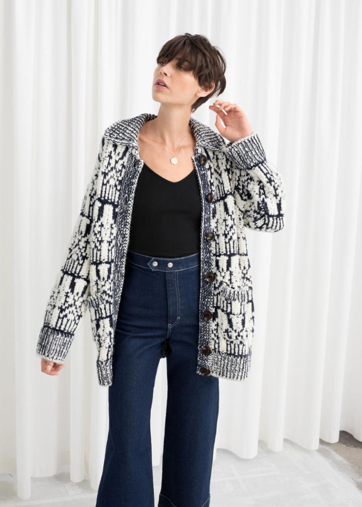 Other Stories Oversized Chunky Knit Cardigan - White