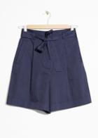Other Stories Belted Pinstripe Shorts - Blue