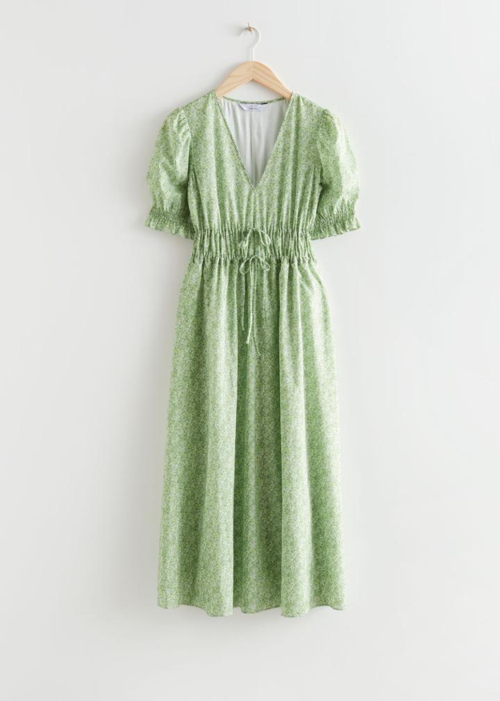 Other Stories Drawstring Waist Midi Dress - Green