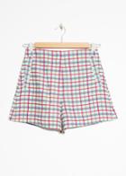 Other Stories Check High Waisted Shorts - Green