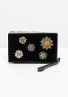 Other Stories Embroidered Velvet Clutch