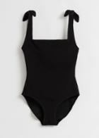 Other Stories Textured Bow Tie Swimsuit - Black