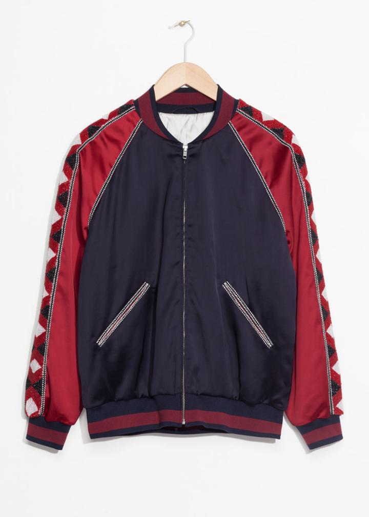 Other Stories Embroidery Bomber Jacket - Blue