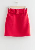 Other Stories Belted Mini Skirt - Red
