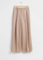 Other Stories Wide Tailored Press Crease Trousers - Beige