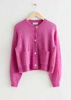 Other Stories Patch Pocket Rib Knit Cardigan - Pink