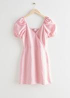 Other Stories Fitted Puff Sleeve Mini Dress - Pink