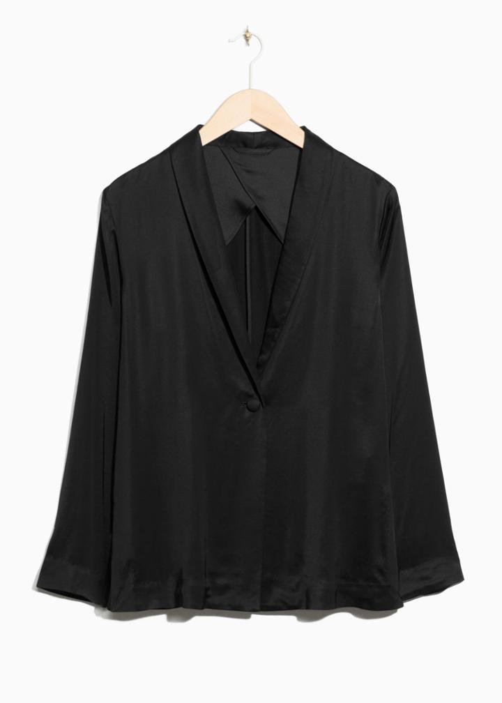 Other Stories Sleek Draped Blazer - Black