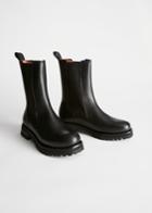 Other Stories Chunky Sole Leather Chelsea Boots - Black
