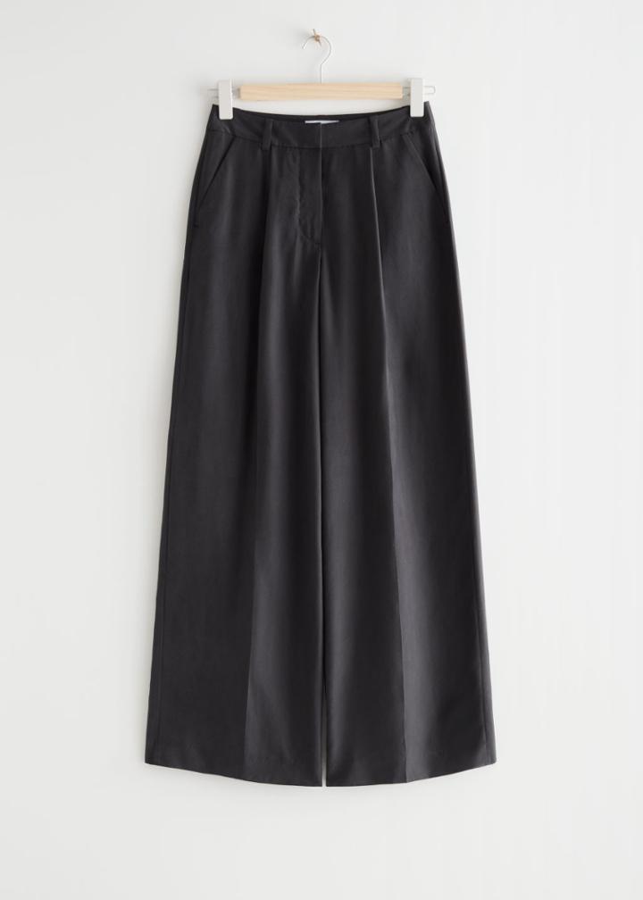 Other Stories Wide Silk Trousers - Black