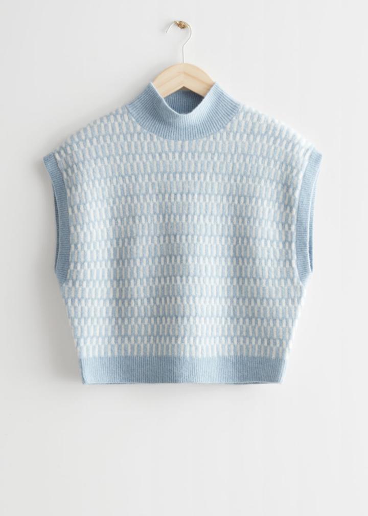 Other Stories Knitted Mock Neck Vest - Blue
