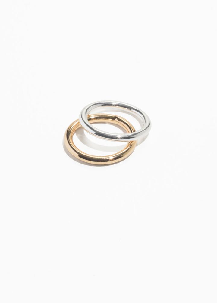 Other Stories Duo Metal Ring Set - Gold